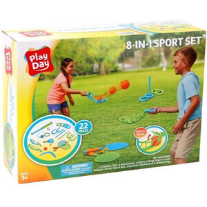 Play Day 8-in-1 Combo Lawn Game Sport Set, 22 Pieces, Children Ages 3+